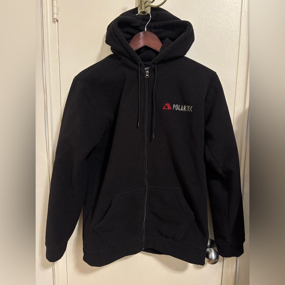 Polartec Fleece Zip Up Hoodie Size M Black